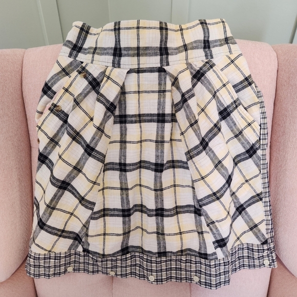 Anthropologie Preloved Handcut Medium Spring Summer Easter Plaid Whimsical Skirt